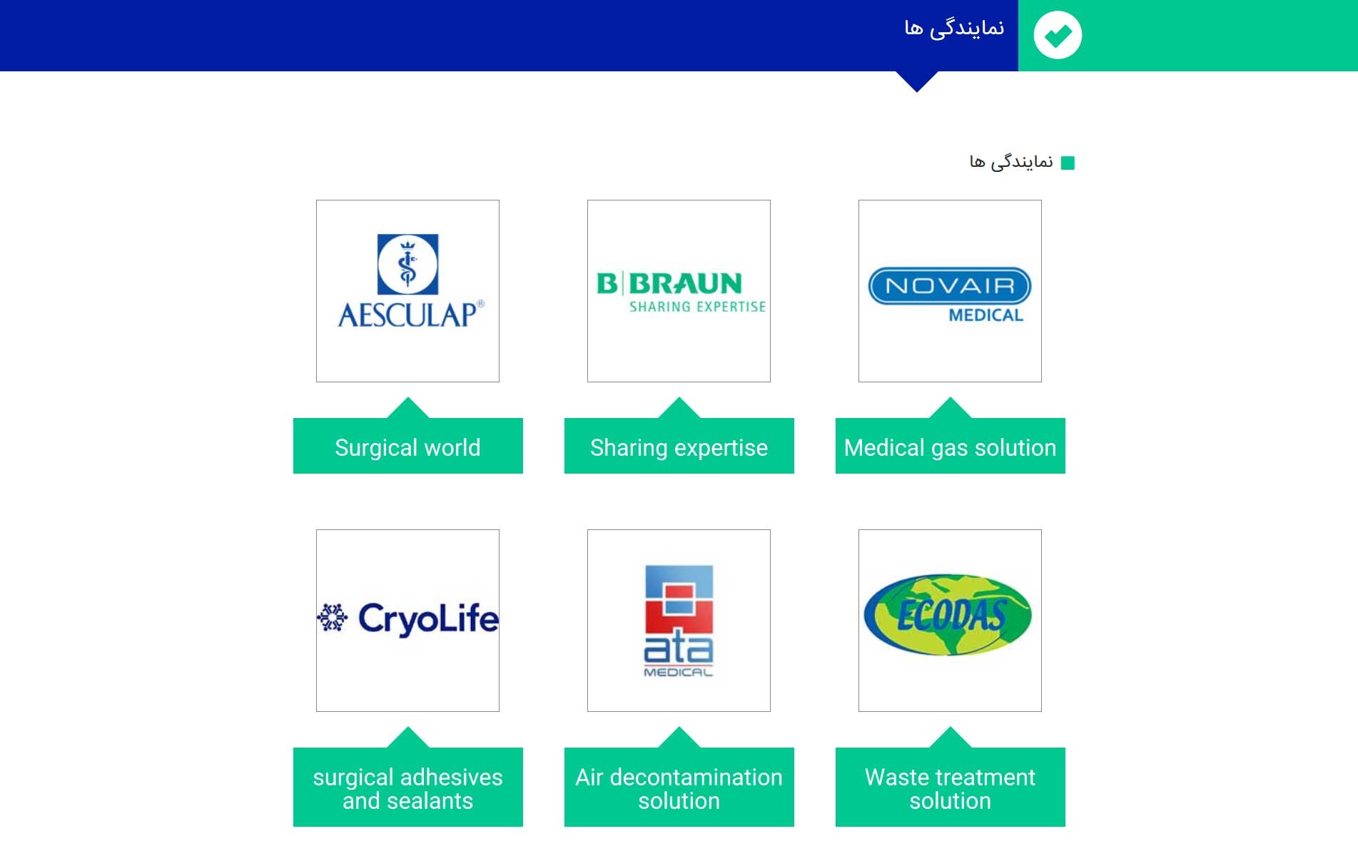 وب سایت تجهیزات پزشکی - بخش نمایندگی ها