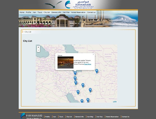 شرکت خدمات مسافرت هوایی هوامسیر - لیست شهر ها